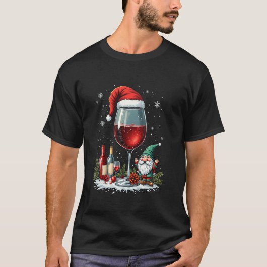 Weihnachts-Weinglas-Design T-Shirt (Vorderseite)