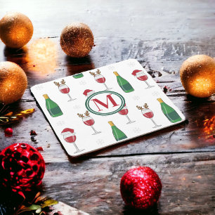 Weihnachts-Weingläser Schneeflocken Monogramm Getränkeuntersetzer