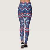Weihnachts-Weiß, Rot und Blau-Knetmuster Leggings (Rückseite)
