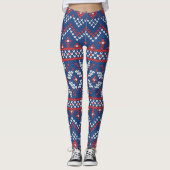 Weihnachts-Weiß, Rot und Blau-Knetmuster Leggings (Vorderseite)