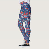 Weihnachts-Weiß, Rot und Blau-Knetmuster Leggings (Links)
