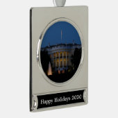 Weihnachts-Weiße Haus am Abend in Washington DC Banner-Ornament Silber (Rechts)