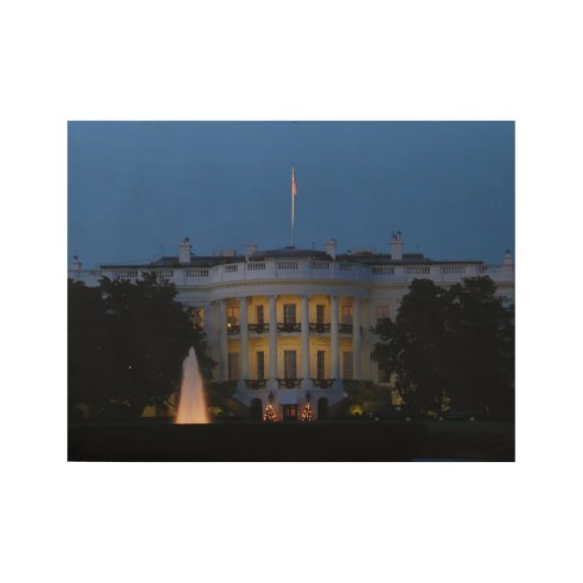 Weihnachts-Weiße Haus am Abend in Washington DC Holzposter (Vorderseite)