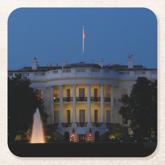 Weihnachts-Weiße Haus am Abend in Washington DC Rechteckiger Pappuntersetzer (Vorderseite)