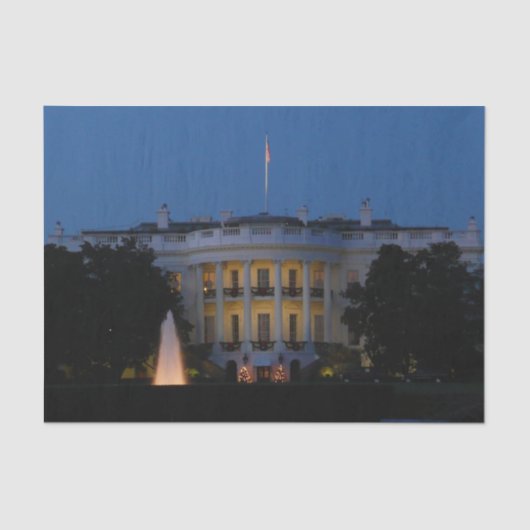 Weihnachts-Weiße Haus am Abend in Washington DC Seidenpapier (Vorderseite)