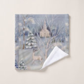 Weihnachts-Weiße Hirschflossen Badhandtuch Set (Waschlappen)