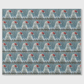 Weihnachts-Weiße Katze Tragen einer Weihnachtsmann Geschenkpapier (Flach)