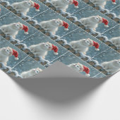 Weihnachts-Weiße Katze Tragen einer Weihnachtsmann Geschenkpapier (Ecke)