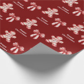 Weihnachts-Weißer Pfefferminz Gingerbrot Cookie Geschenkpapier (Ecke)