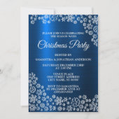 Weihnachts Weißer Schneeflocken Navy Blue Holidays Einladung (Vorderseite)