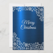 Weihnachts Weißer Schneeflocken Navy Blue Holidays Einladung (Rückseite)