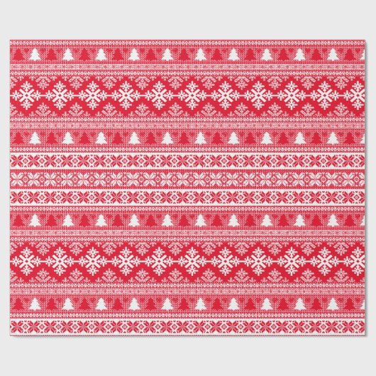 Weihnachts-Weißer Urlaub Strick Ugly Sweater Geschenkpapier (Flach)