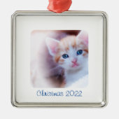 Weihnachts-Weißes Foto Ornament Aus Metall (Vorne)