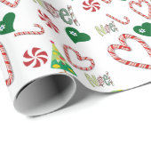 Weihnachts Weißes Weihnachten Bonbons Wrapping Pap Geschenkpapier (Rolleneckpunkt)