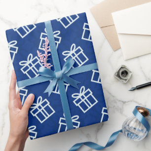 Weihnachts-Weißvorführungen mit blauem Hintergrund Geschenkpapier
