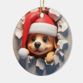 Weihnachts Welpe 3D-Effekt nicht wirklich 3D Keramik Ornament (Links)
