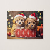 Weihnachts-Welpe Duo Jigsaw-Puzzle Puzzle (Horizontal)
