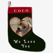 Weihnachts Welpe Foto Herz personalisieren Kleiner Weihnachtsstrumpf (Vorderseite)