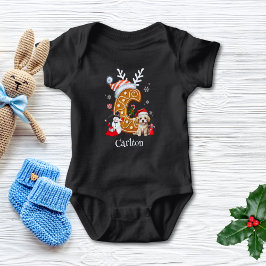 Weihnachts Welpe Gingerbret Letter C Boy Baby Strampler