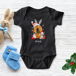 Weihnachts Welpe Gingerbret Letter D Boy Baby Strampler