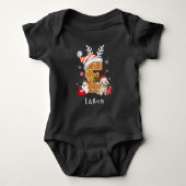 Weihnachts Welpe Gingerbret Letter E Boy Baby Strampler (Vorderseite)