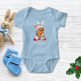 Weihnachts Welpe Gingerbret Name Letter F Boy Baby Strampler