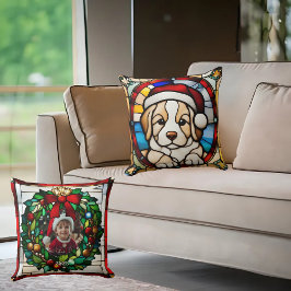 Weihnachts Welpe Imitats gestanzt Glas Kissen