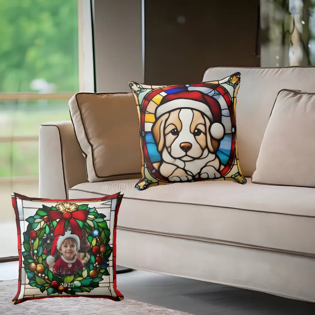 Weihnachts Welpe Imitats gestanzt Glas Kissen (Von Creator hochgeladen)