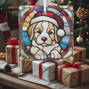 Weihnachts Welpe Imitats gestanzt Glas Ornament Aus Glas