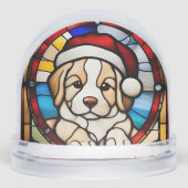 Weihnachts Welpe Imitats gestanzt Glas Schneekugeln (Vorderseite)