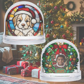 Weihnachts Welpe Imitats gestanzt Glas Schneekugeln