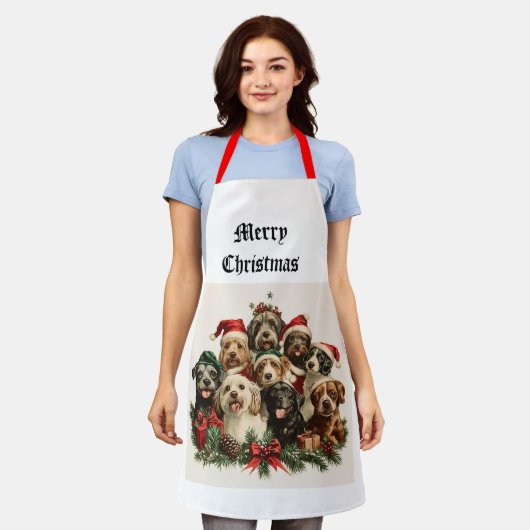 Weihnachts Welpe Schürze (Getragen)