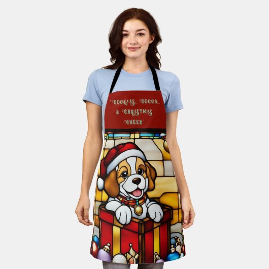 Weihnachts-Welpe-Schürze Schürze (Getragen)