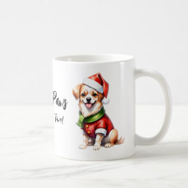 Weihnachts-Welpe tragen Weihnachtsklauseln Outfit Kaffeetasse