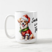 Weihnachts-Welpe tragen Weihnachtsklauseln Outfit Kaffeetasse (Links)