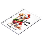 Weihnachts-Welpe tragen Weihnachtsklauseln Outfit Notizblock (Linke Seite)