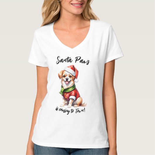 Weihnachts-Welpe tragen Weihnachtsklauseln Outfit T-Shirt (Vorderseite)