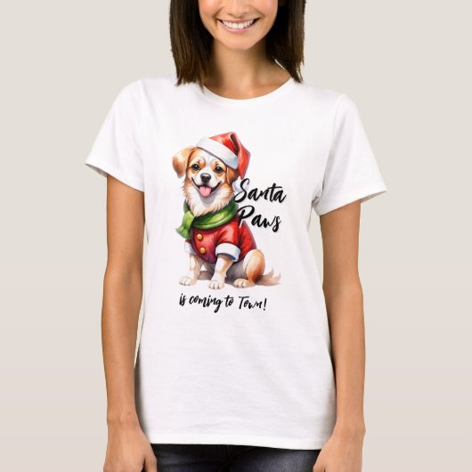 Weihnachts-Welpe tragen Weihnachtsklauseln Outfit T-Shirt (Vorderseite)