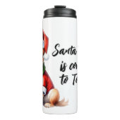 Weihnachts-Welpe tragen Weihnachtsklauseln Outfit Thermosbecher (Vorderseite)