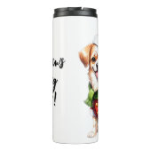 Weihnachts-Welpe tragen Weihnachtsklauseln Outfit Thermosbecher (Rückseite)