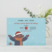 Weihnachts-Welpen-Einladung Einladung (Stehend Vorderseite)