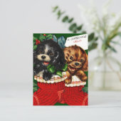 Weihnachts-Welpen Feiertagspostkarte (Stehend Vorderseite)