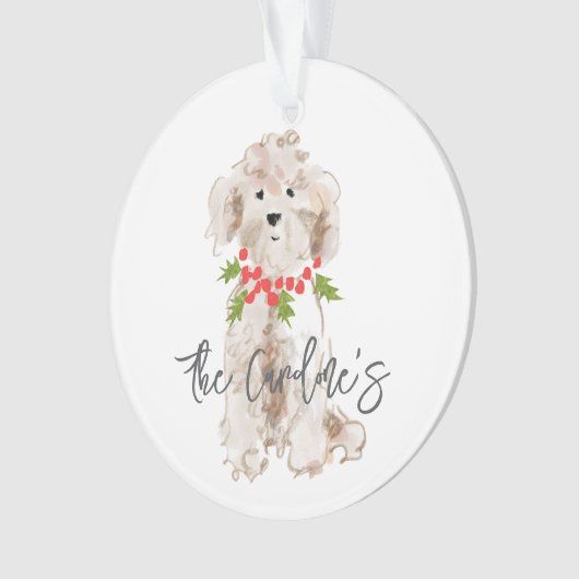 Weihnachts Welpen Hund Familie NAME Jahr heilig Fe Ornament (Vorderseite)