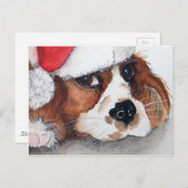 Weihnachts Welpen Hund Postkarte. Postkarte (Vorne/Hinten)