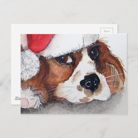 Weihnachts Welpen Hund Postkarte. Postkarte (Vorne/Hinten)