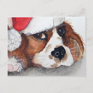 Weihnachts-Welpen-Hund-Postkarte. Postkarte