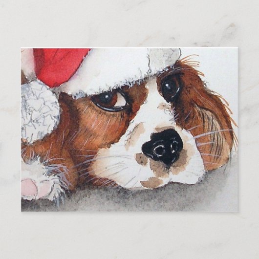 Weihnachts Welpen Hund Postkarte. Postkarte (Vorderseite)