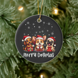 Weihnachts Welpen Hunde frohe Dogmas Keramik Ornament