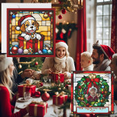 Weihnachts Welpen Imitate gestanzt Glas