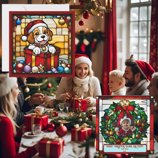 Weihnachts Welpen Imitate gestanzt Glas